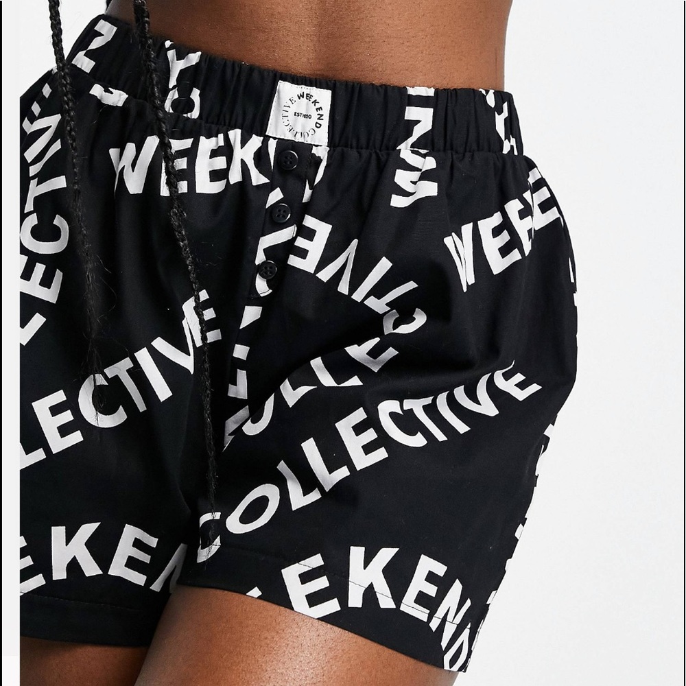 Weekend collective lounge woven boxer shorts with print in black